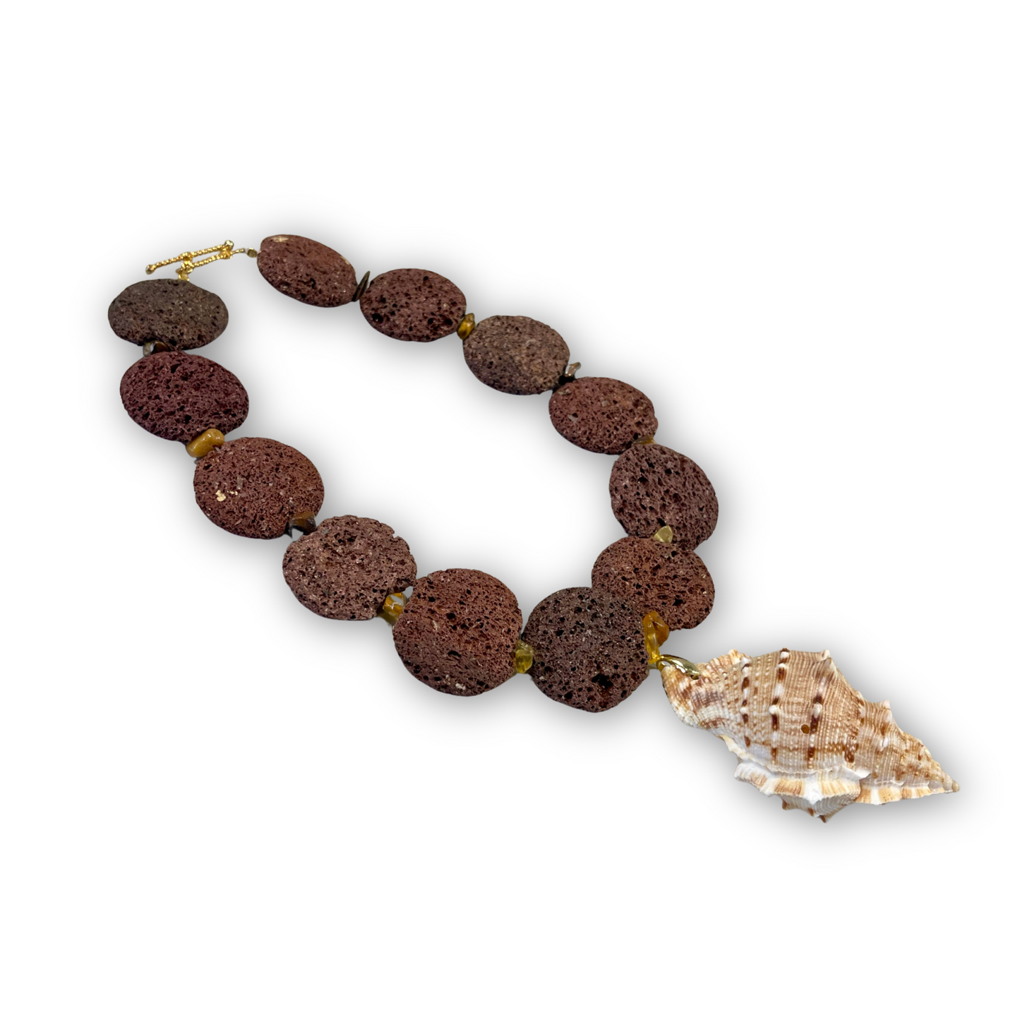 “Onde di Fuoco” Lava & Sea Shell Necklace