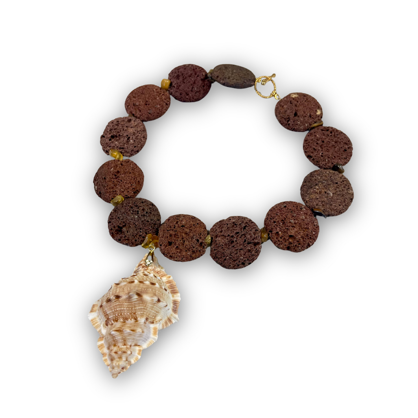 “Onde di Fuoco” Lava & Sea Shell Necklace