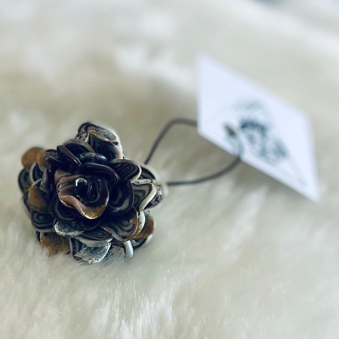 “Celeste Rosée” Sculpted Rose Statement Silver ring