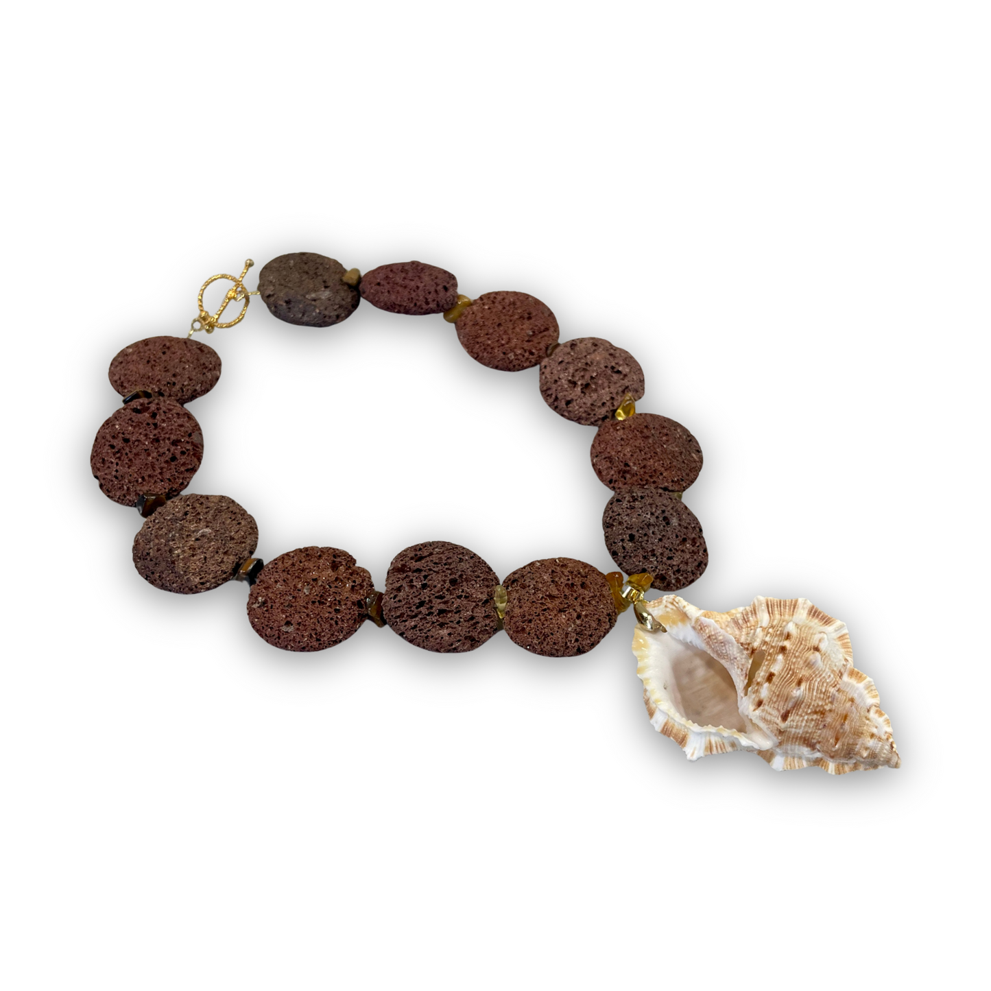 “Onde di Fuoco” Lava & Sea Shell Necklace