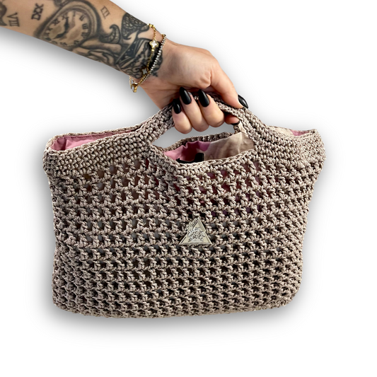 “Mystic Mocha Bloom” Knit Handbag
