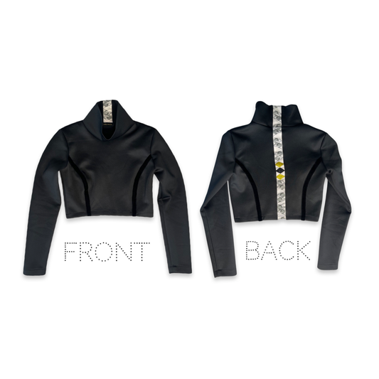 “Il Classico Nero” Scuba turtle-neck Crop Top