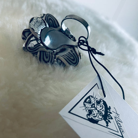 “Celeste Rosée” Sculpted Rose Statement Silver ring