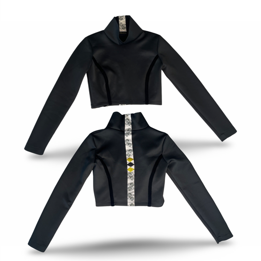 “Il Classico Nero” Scuba turtle-neck Crop Top