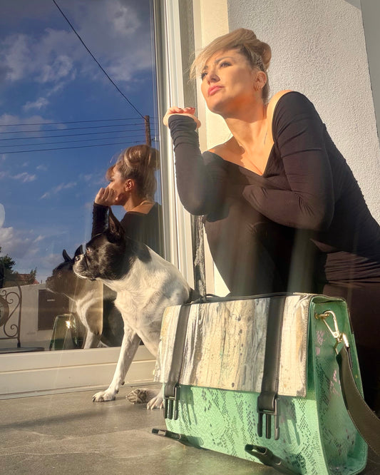 “Iridescent Pistacchio Universe” Art Collection Handbag