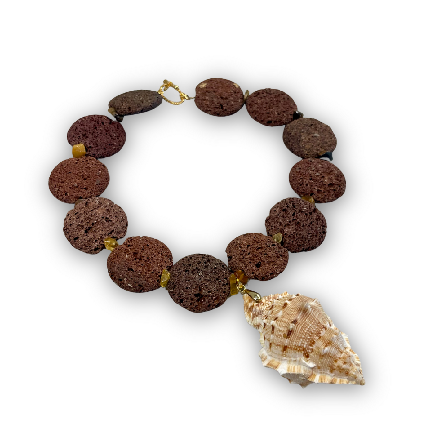 “Onde di Fuoco” Lava & Sea Shell Necklace