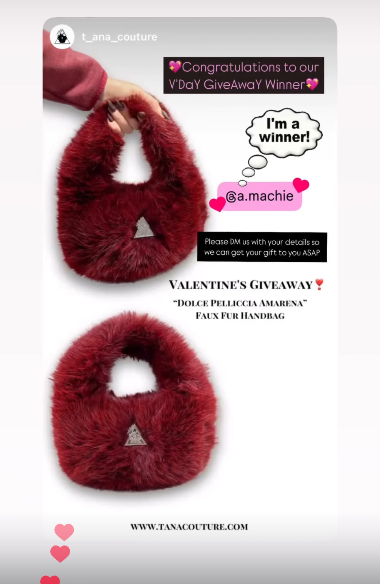 Valentine's '25 GIVEAWAY❣️ “Dolce Pelliccia Amarena” Faux Fur Handbag