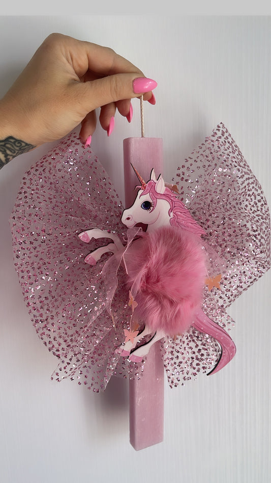 “Pink Pony Princess” Easter Candle