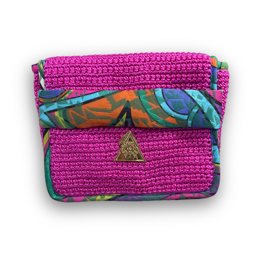 "Fior Rosa di Luna" Knit Clutch Handbag
