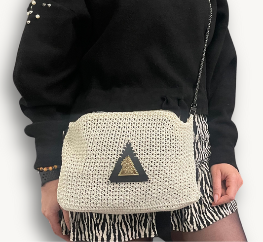 Ivory Solstice cream hand-knit clutch, additional view