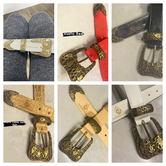 El Clásica Rustic Beige belt, detail view