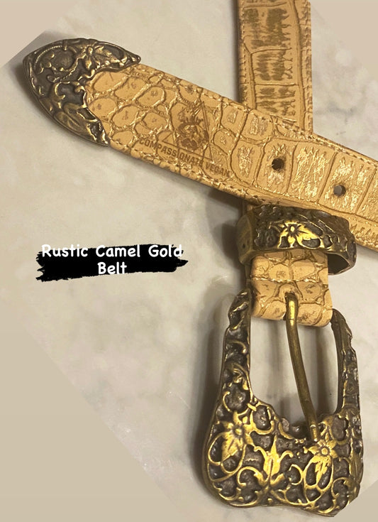 El Clásica Rustic Camel Gold faux-leather belt