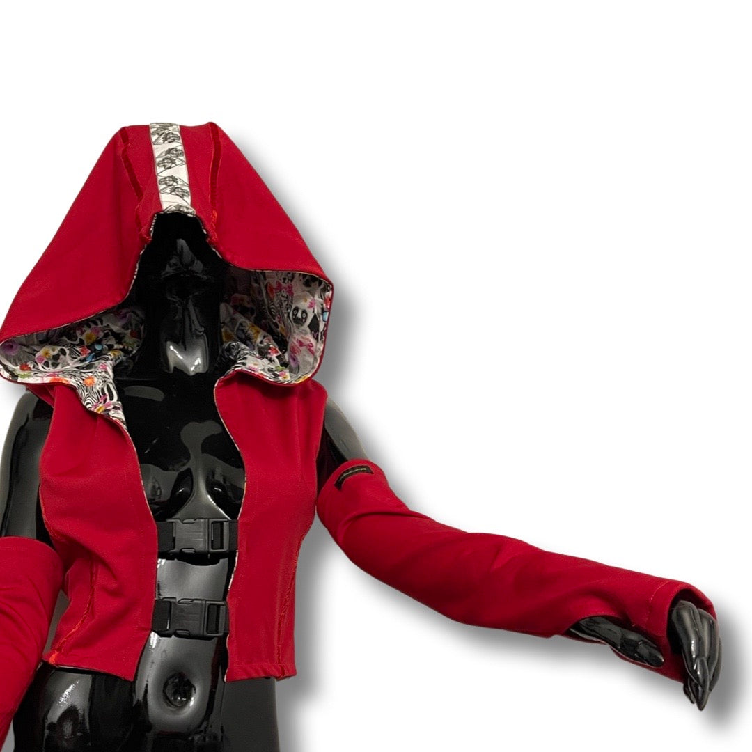 “Gli Animali” reversible vest with oversized hood