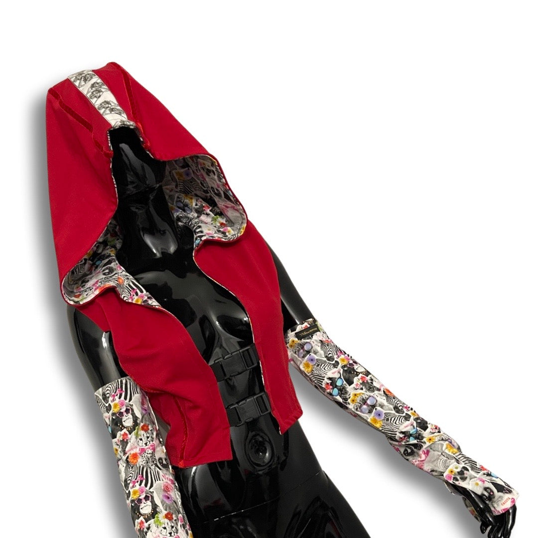“Gli Animali” reversible vest with oversized hood