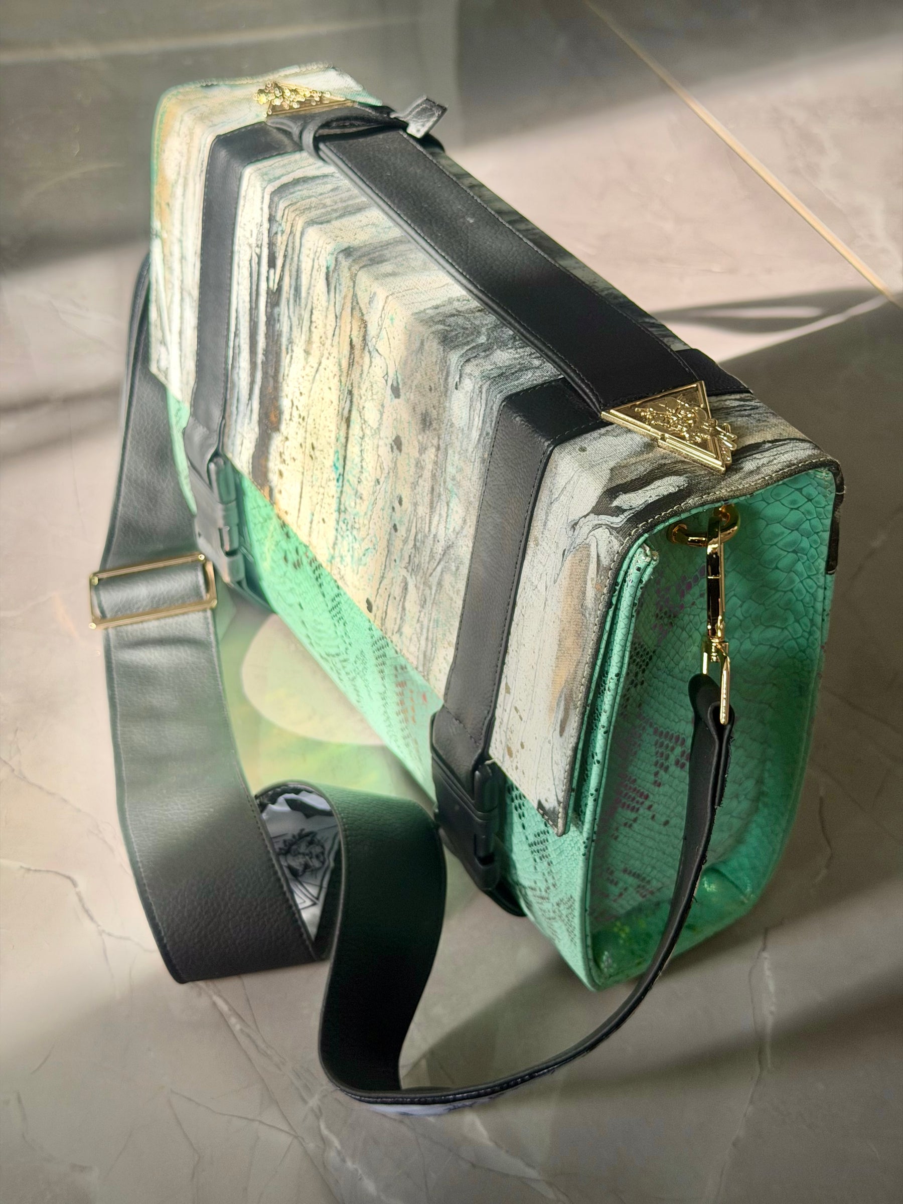 Iridescent Pistacchio Universe art handbag, additional view