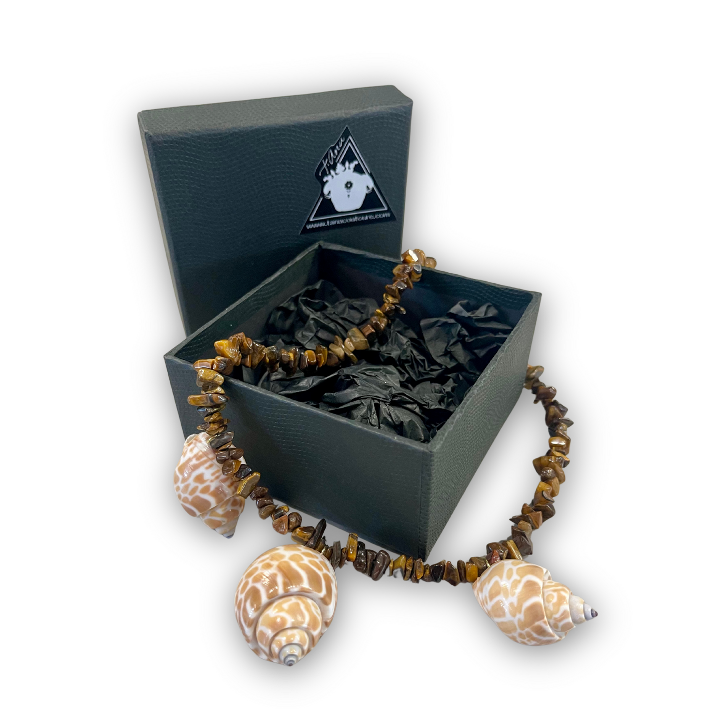 “Conchiglia di Forza” Tiger Eye & Sea Shell Necklace