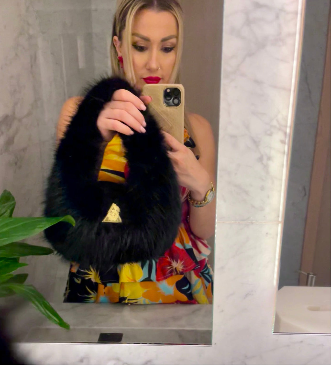 Dolce Pelliccia Nero black faux-fur handbag, Maison Archive view