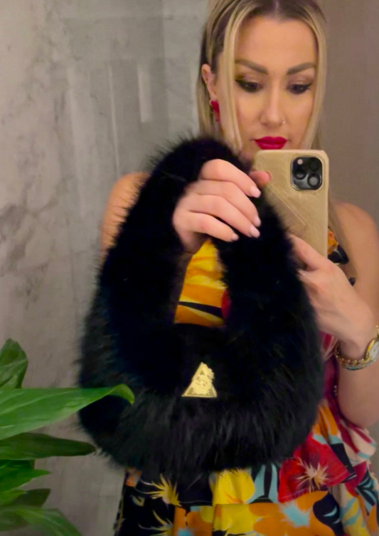 Dolce Pelliccia Nero black faux-fur handbag, Maison Archive view
