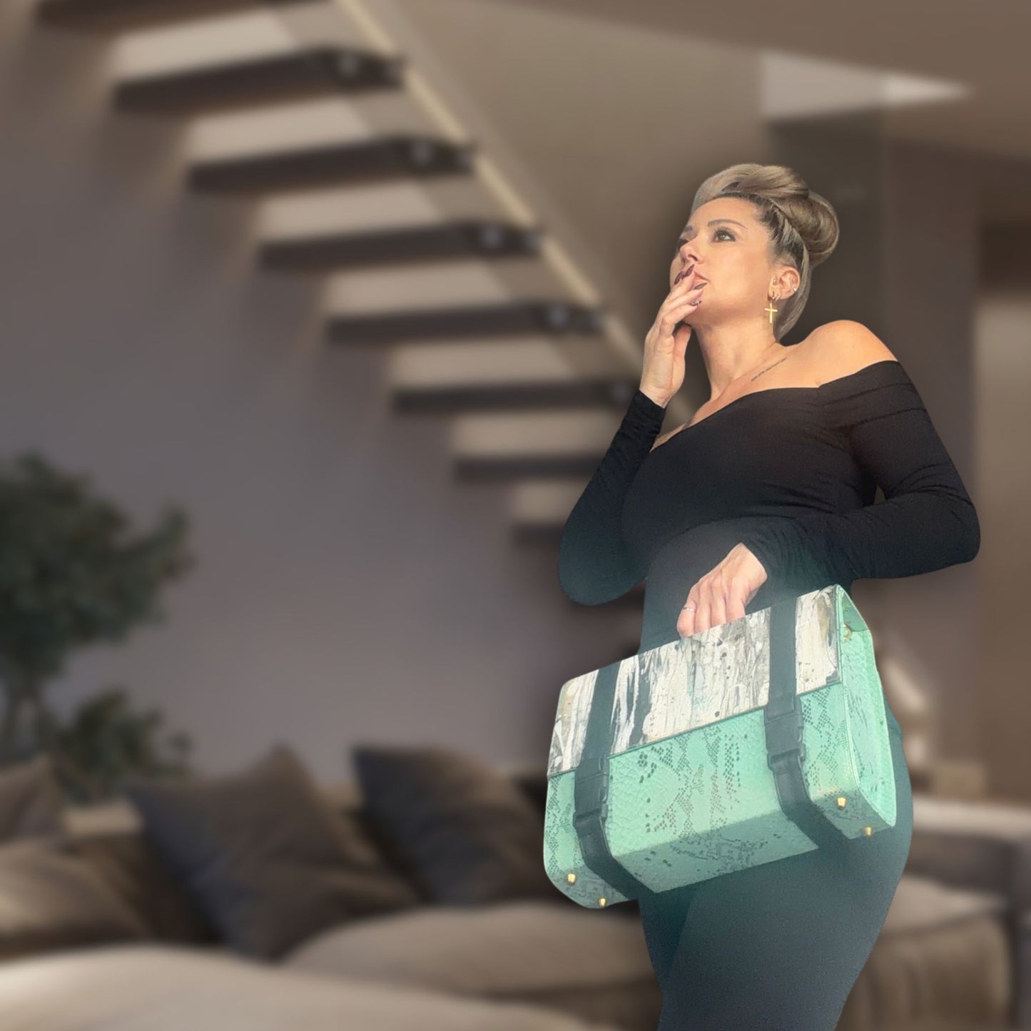 “Iridescent Pistacchio Universe” Art Collection Handbag