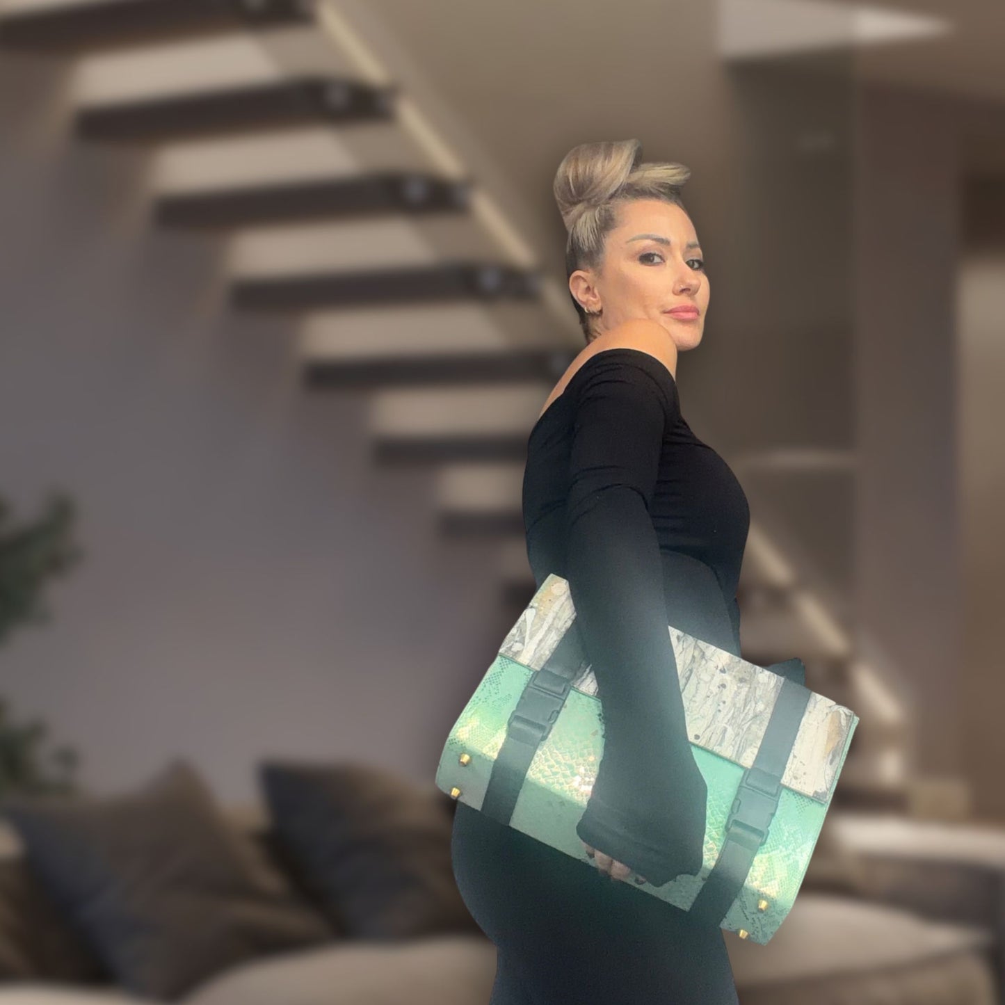 “Iridescent Pistacchio Universe” Art Collection Handbag