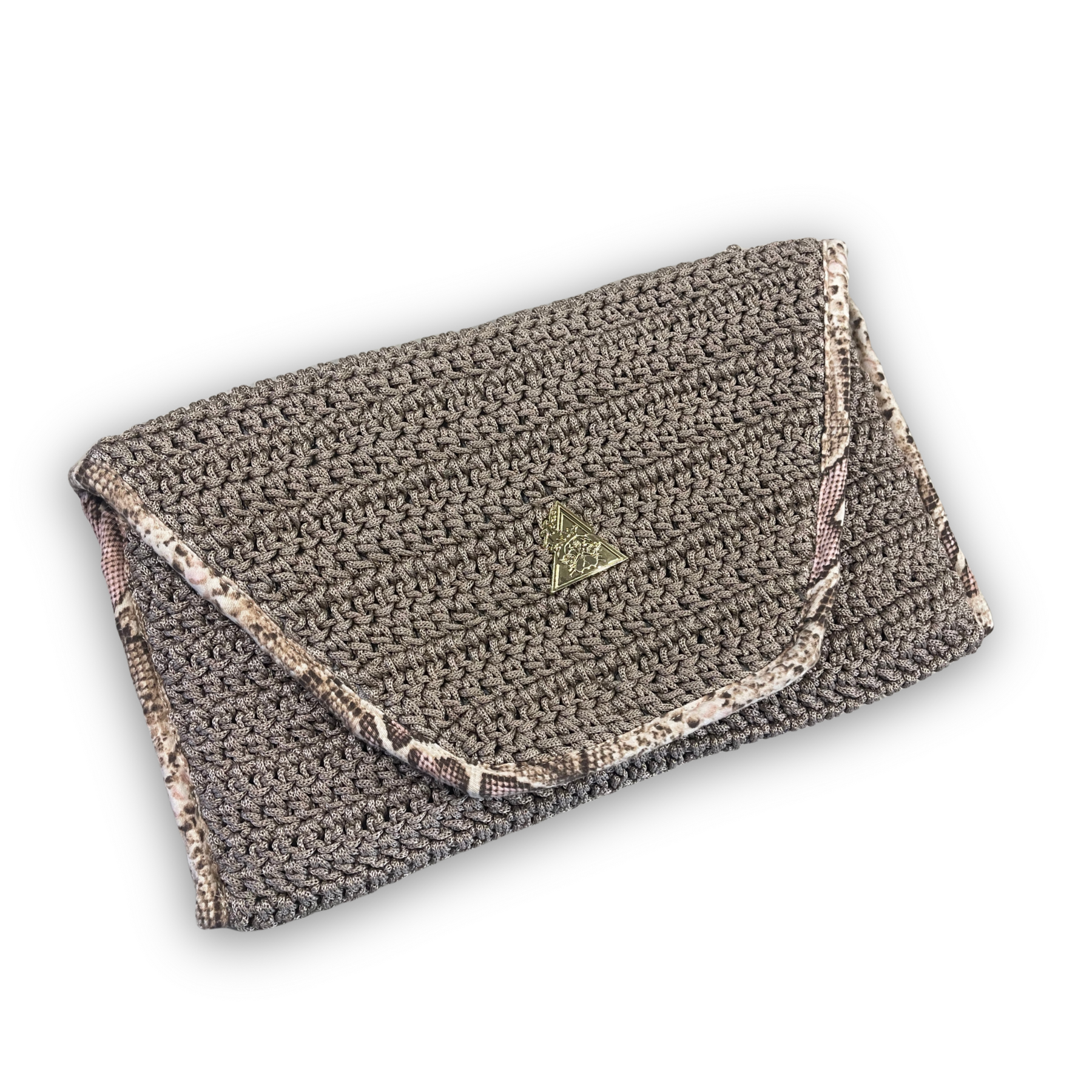 Sacred Venom clutch with snake-print detail
