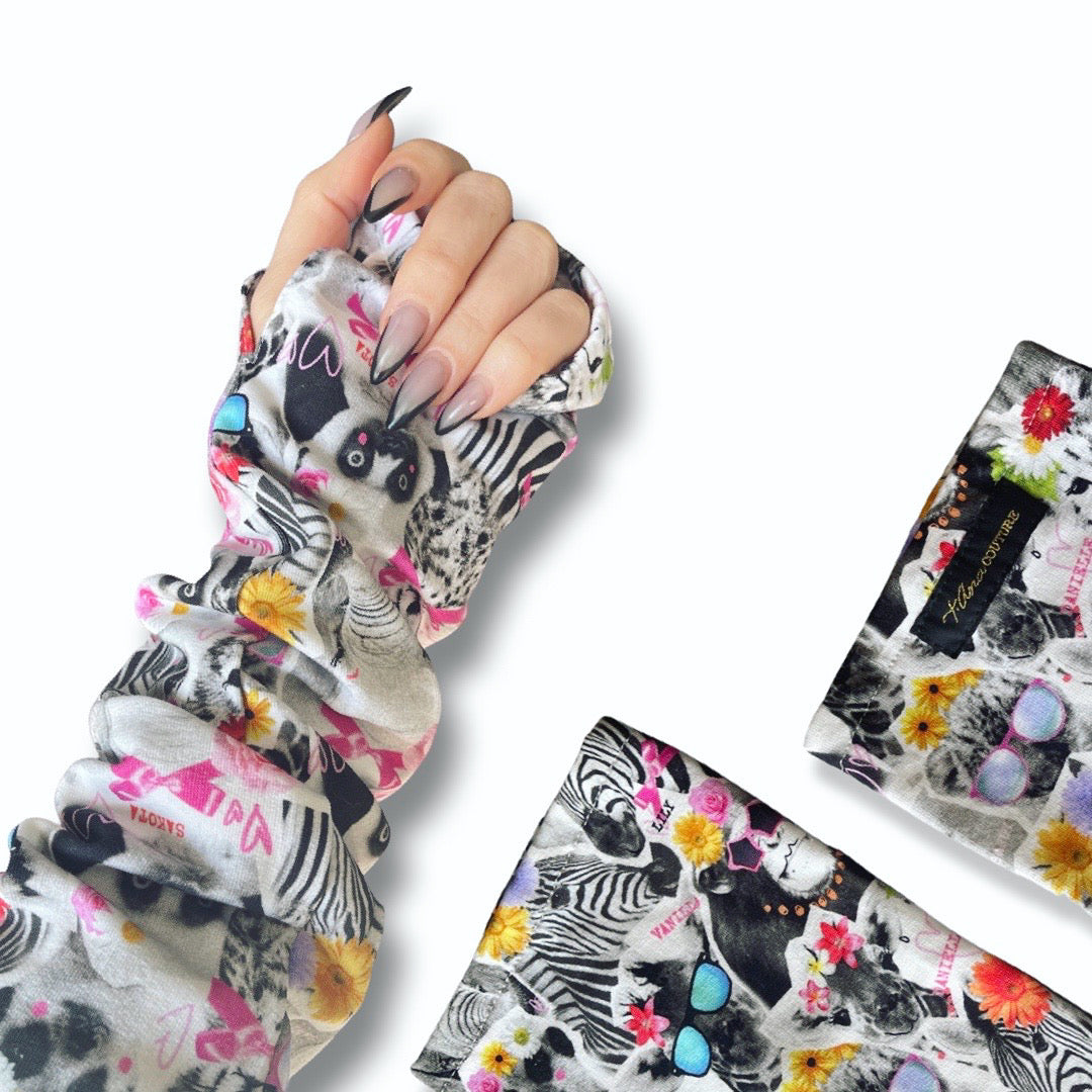 Gli Animali animal-print stretch arm warmers