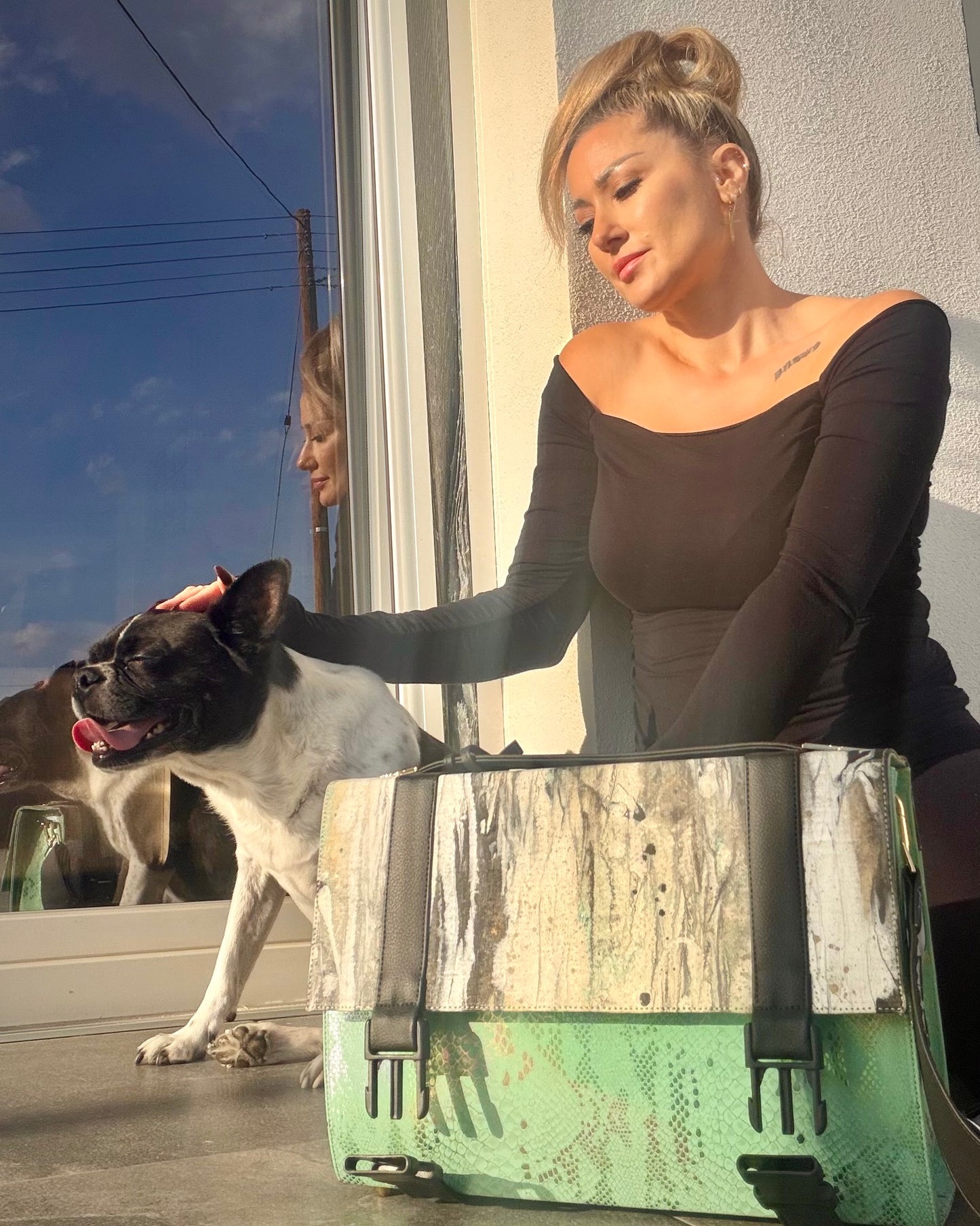 “Iridescent Pistacchio Universe” Art Collection Handbag