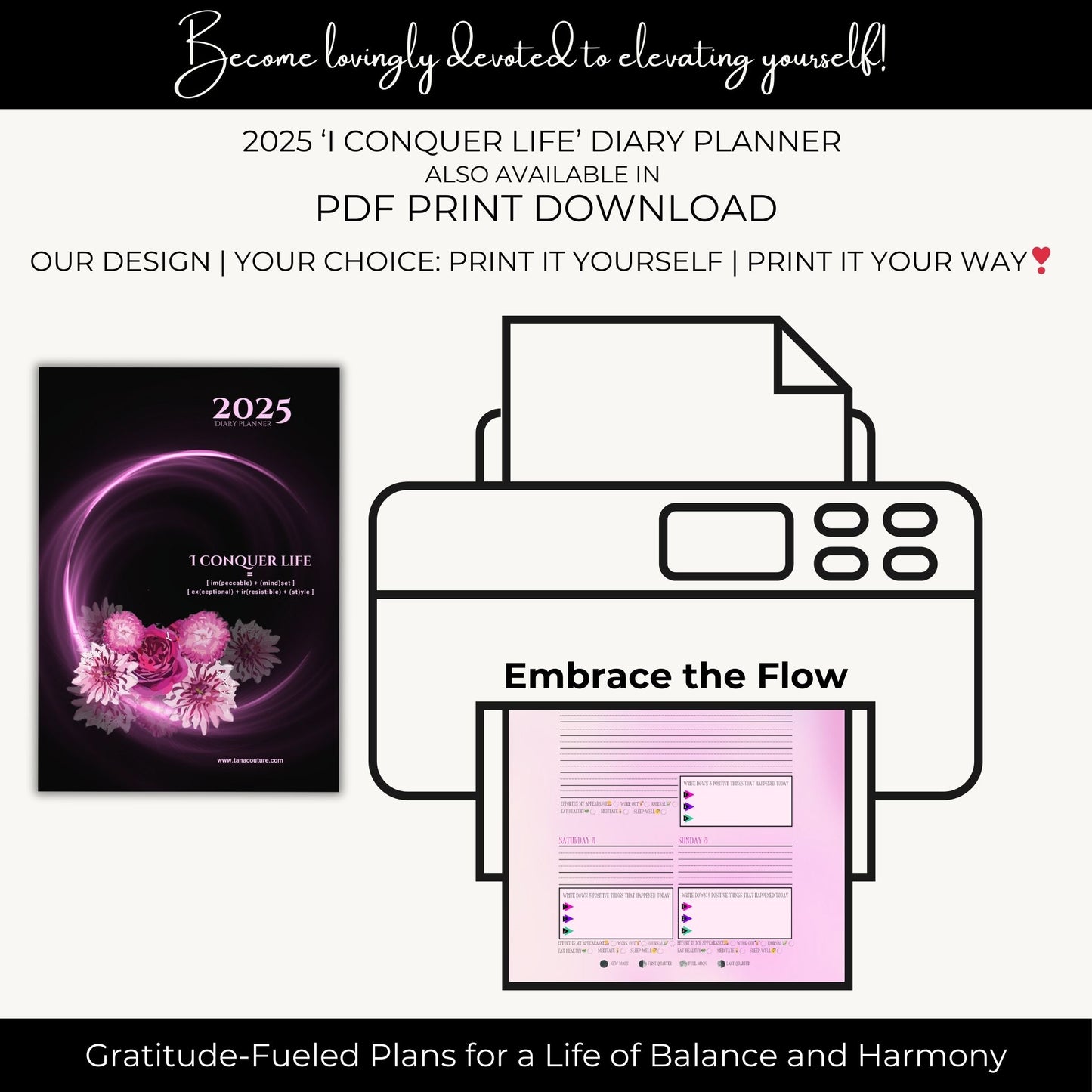 PDF PRINT 2025 ‘I Conquer Life’ Diary Planner