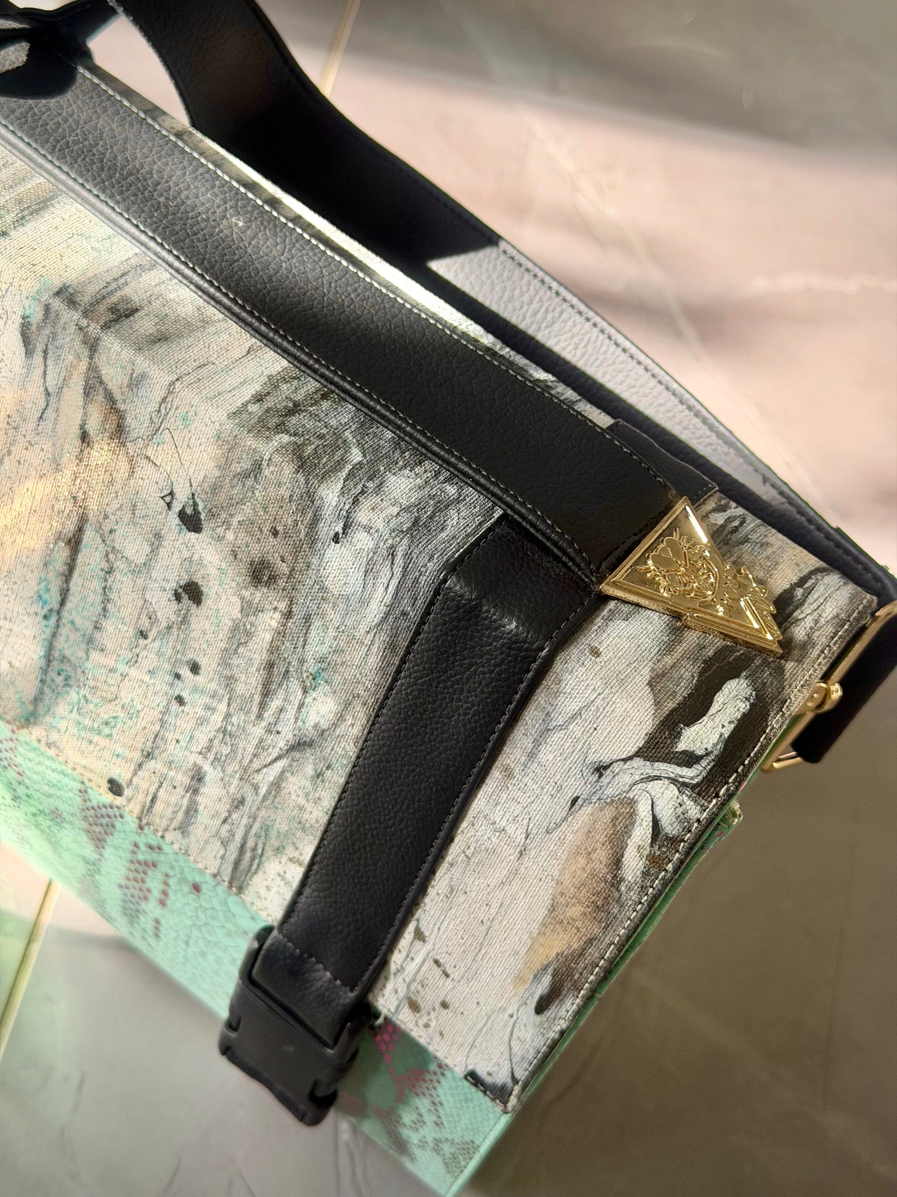Iridescent Pistacchio Universe art handbag, additional view