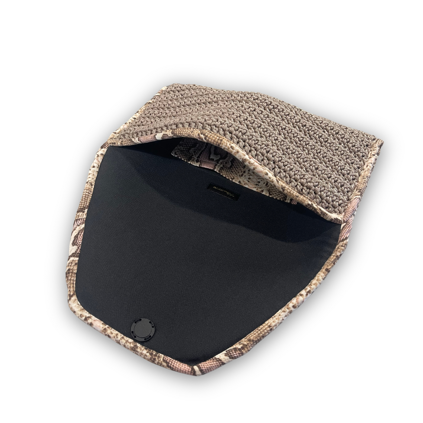 Sacred Venom taupe hand-knit clutch, additional view