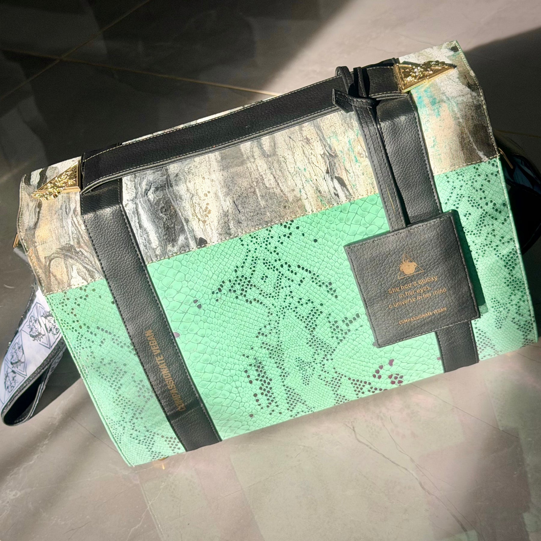 Iridescent Pistacchio Universe green handbag, additional view