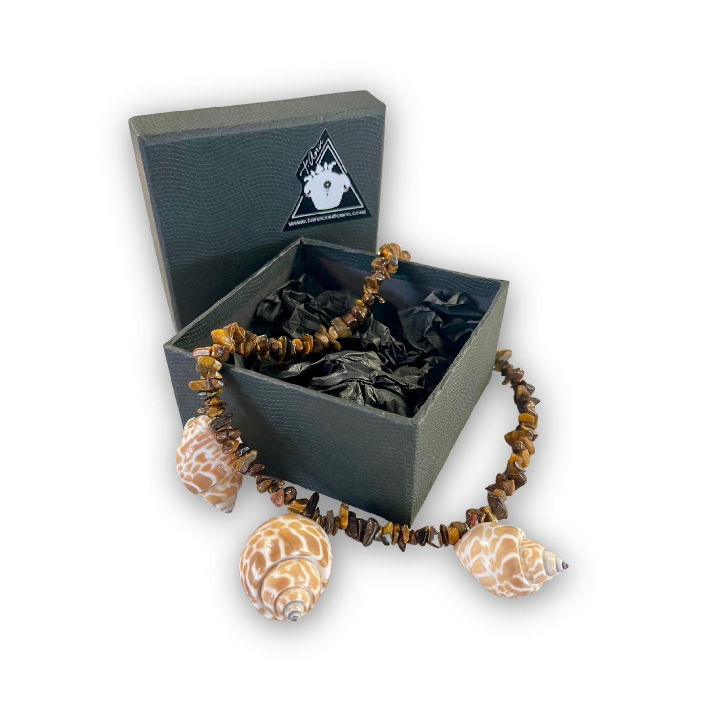 “Conchiglia di Forza” Tiger Eye & Sea Shell Necklace