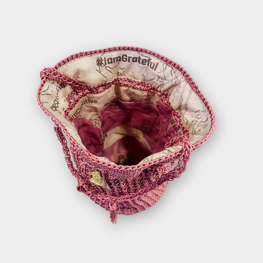 "Rosa Magica Knit Bucket" Bag