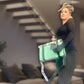 Iridescent Pistacchio Universe green art handbag, styled view