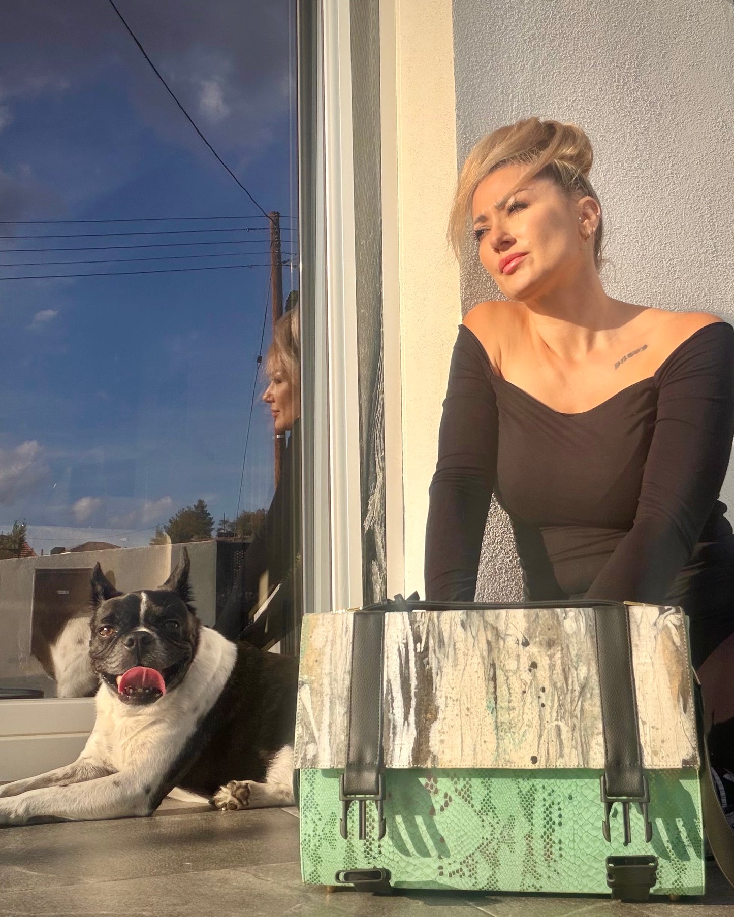 “Iridescent Pistacchio Universe” Art Collection Handbag