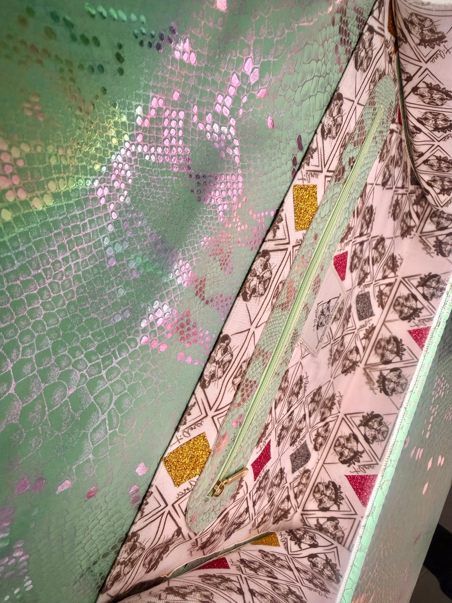 “Iridescent Pistacchio Universe” Art Collection Handbag