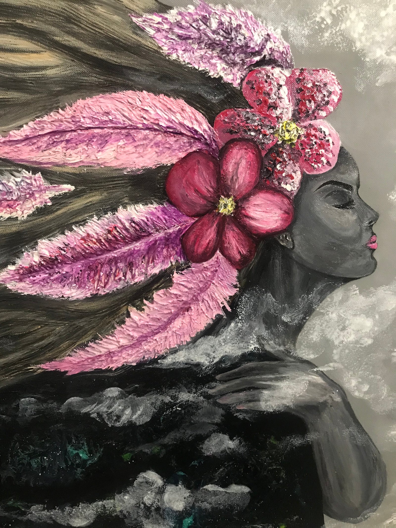 Universal Woman mixed-media artwork, detail view
