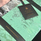 Iridescent Pistacchio Universe hand-painted handbag, detail view