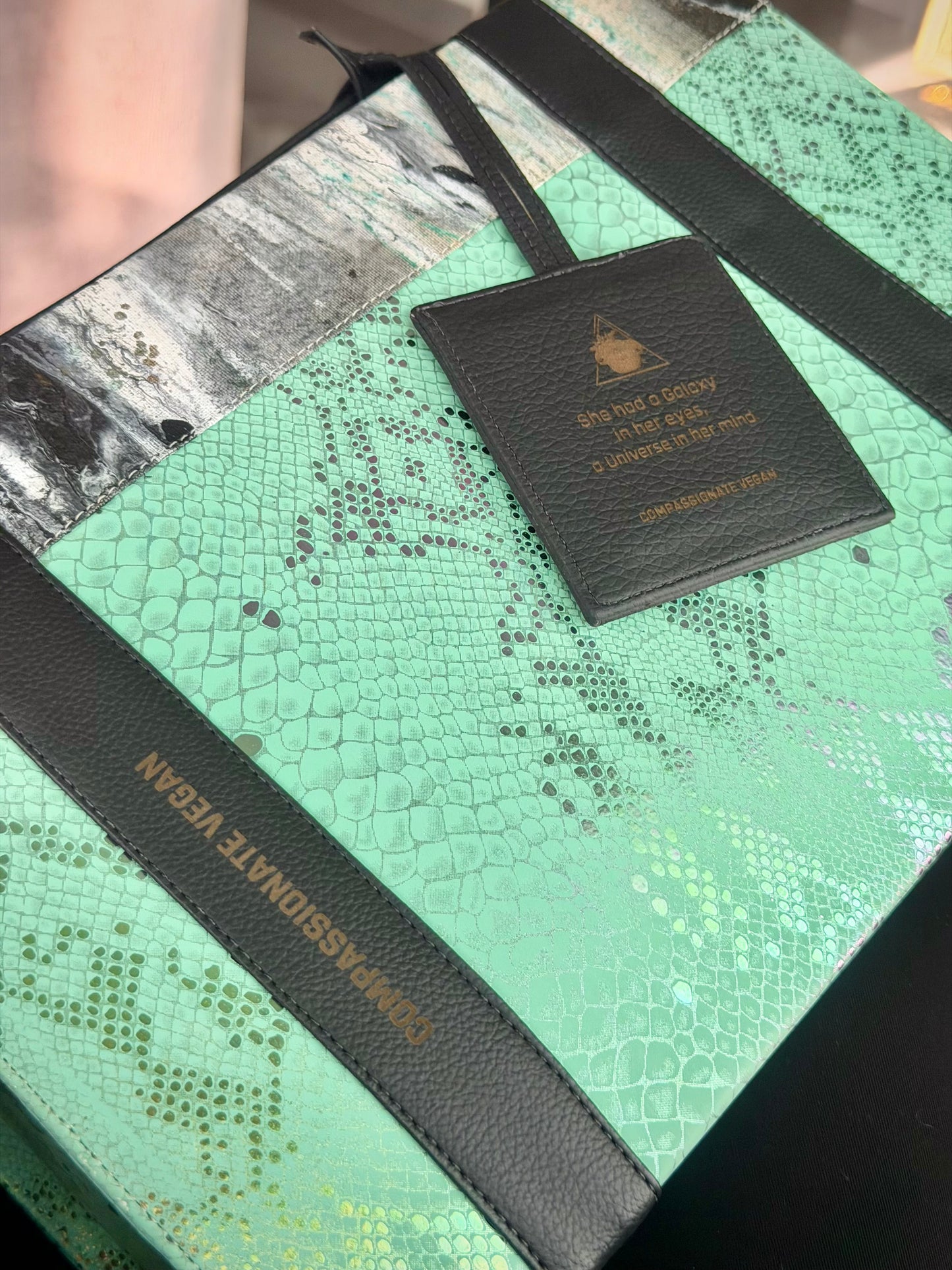 “Iridescent Pistacchio Universe” Art Collection Handbag