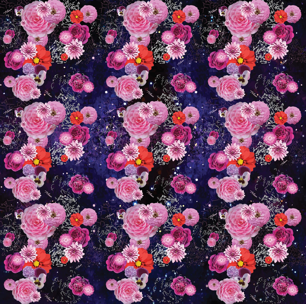 Floral Universe printed textile, additional view