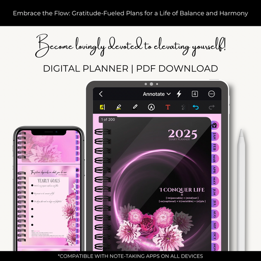 DIGITAL diary planner 2025: I CONQUER LIFE