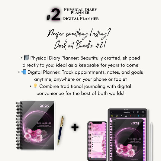 #2 Dual Combo Diary Planner 2025: Physical Diary Planner (17x24) + Digital App Planner