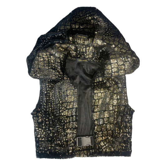 “Noir Infused Radiance” vest with oversized hood (-30% auto checkout)