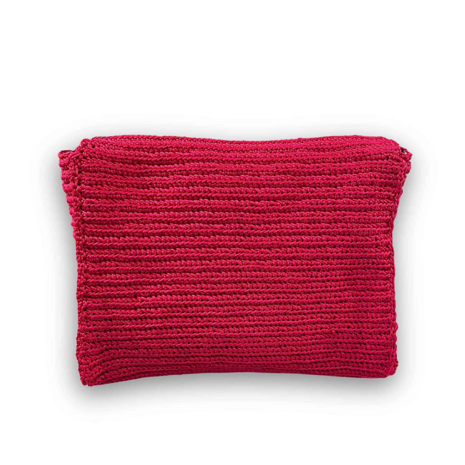 Aphrodite Amore Rosa hand-knit clutch, styled view