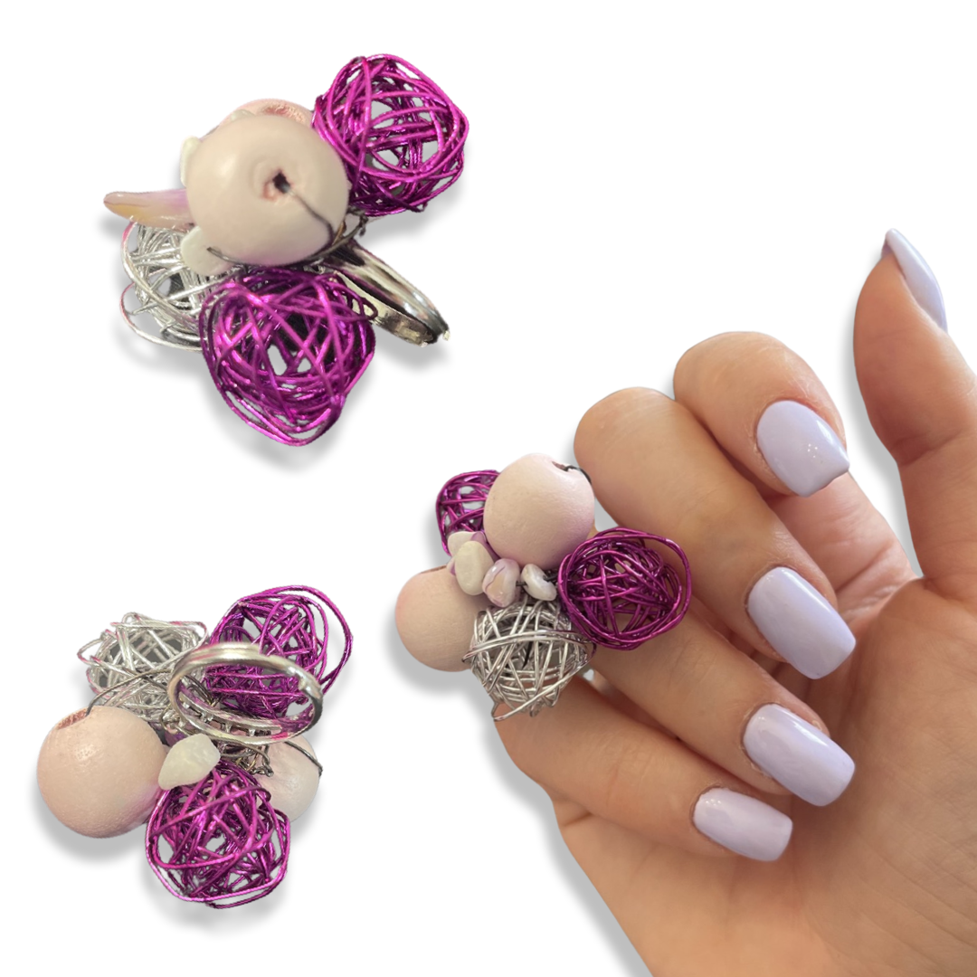 Beadilicious 925 silver statement ring, detail view