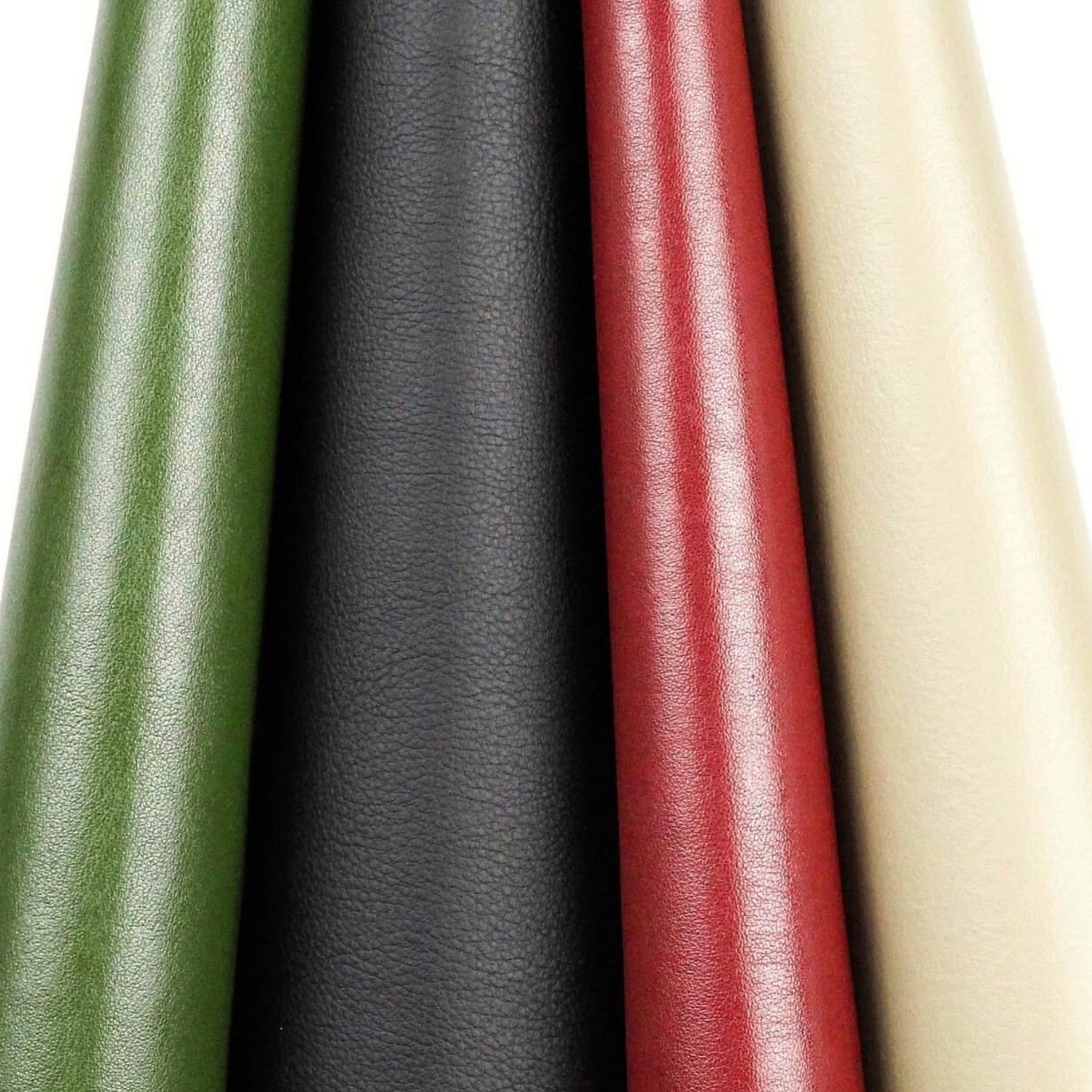 Desserto cactus leather material rolls in multiple colors showing sustainable plant-based leather texture and finish