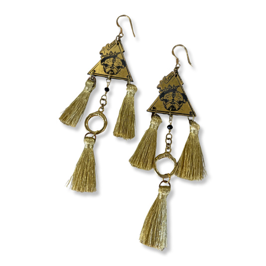 D’Oro Tasselicious gold-tone statement earrings