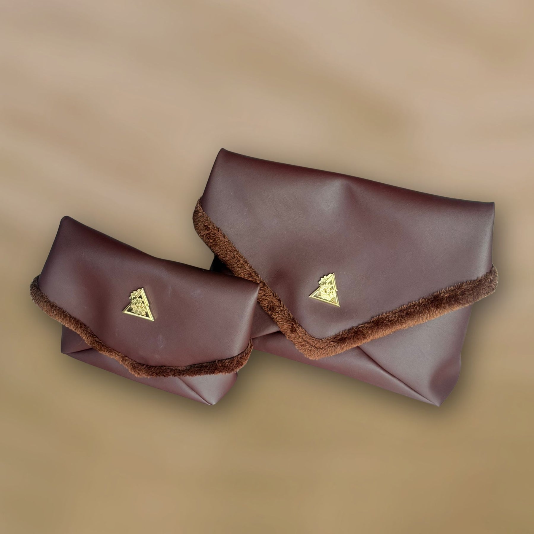 Amara DUO Choco Grande and Petite clutch set, styled view