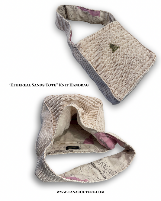 Ethereal Sands cream hand-knit tote
