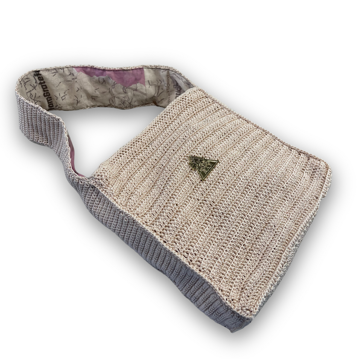 Ethereal Sands hand-knit tote, detail view